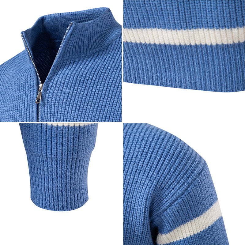 Trendy turtleneck sweater for men with textured design and half zip Lune London
