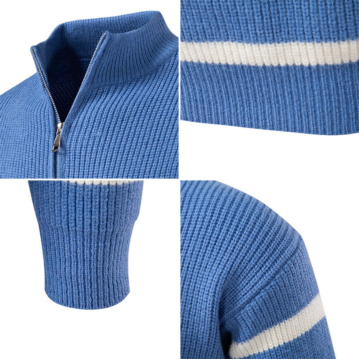 Trendy turtleneck sweater for men with textured design and half zip Lune London