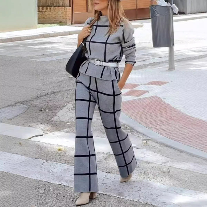 Women Long Sleeve Tartan Pattern Set Lune London