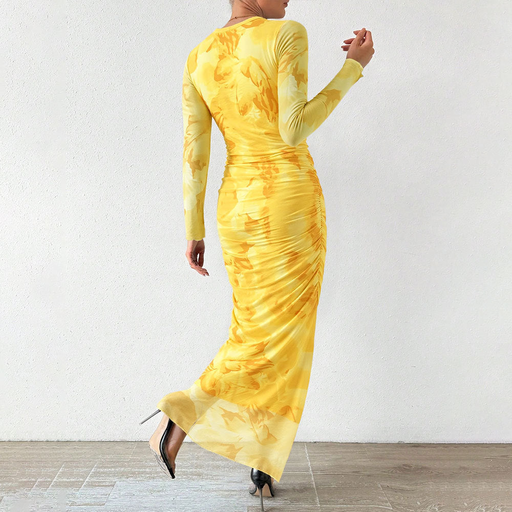 Robe maxi élégante pour femmes avec motif floral et coupe longue Chic & Stil