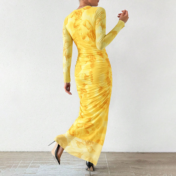 Robe maxi élégante pour femmes avec motif floral et coupe longue Chic & Stil