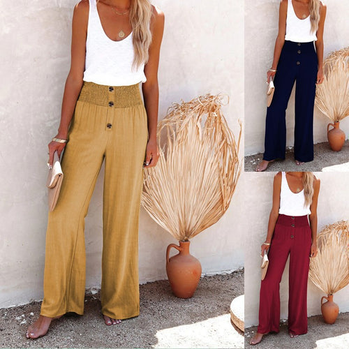 Wide leg palazzo pants for women with elastic waistband Amarae