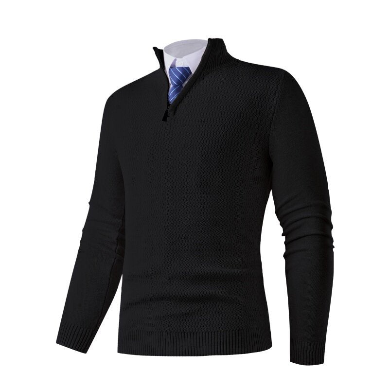Men's knit sweater with modern high collar and structured design Lune London