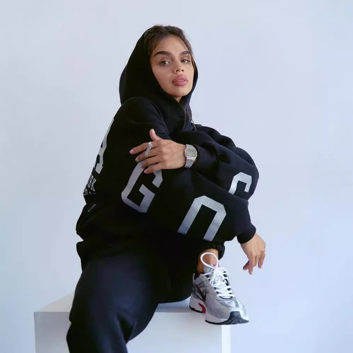 Ladies oversized tracksuit with hood and elastic cuffs Lune London
