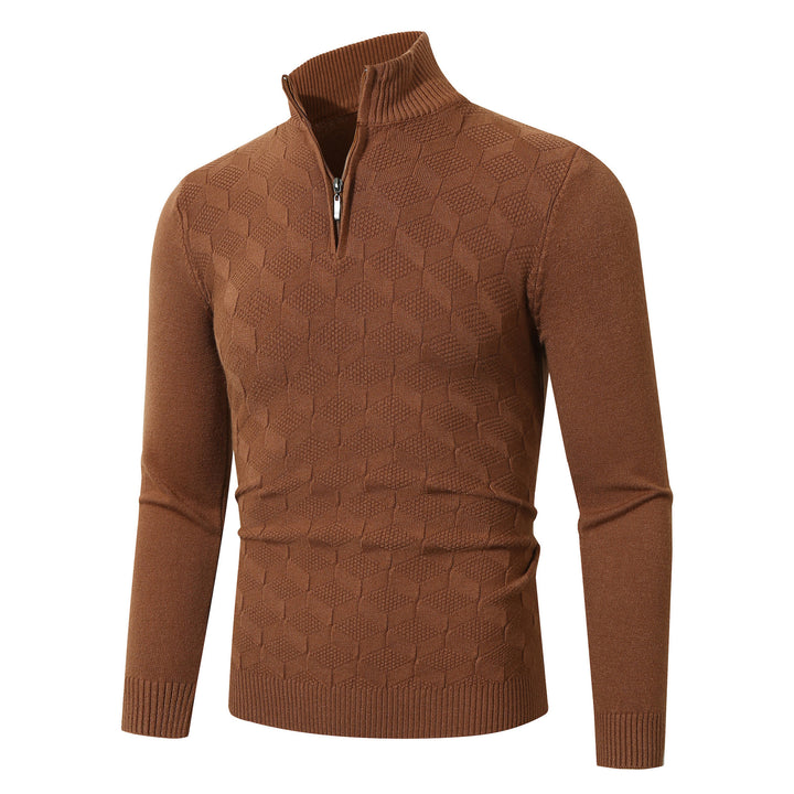 Trendy knit sweater for men with half-zip and structured design Lune London
