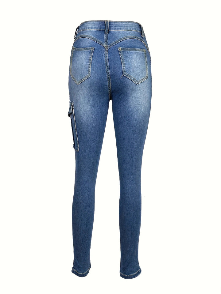 Women's High-waisted Stretch Cargo Jeggings with Slim Fit and Side Cargo Pocket Amarae
