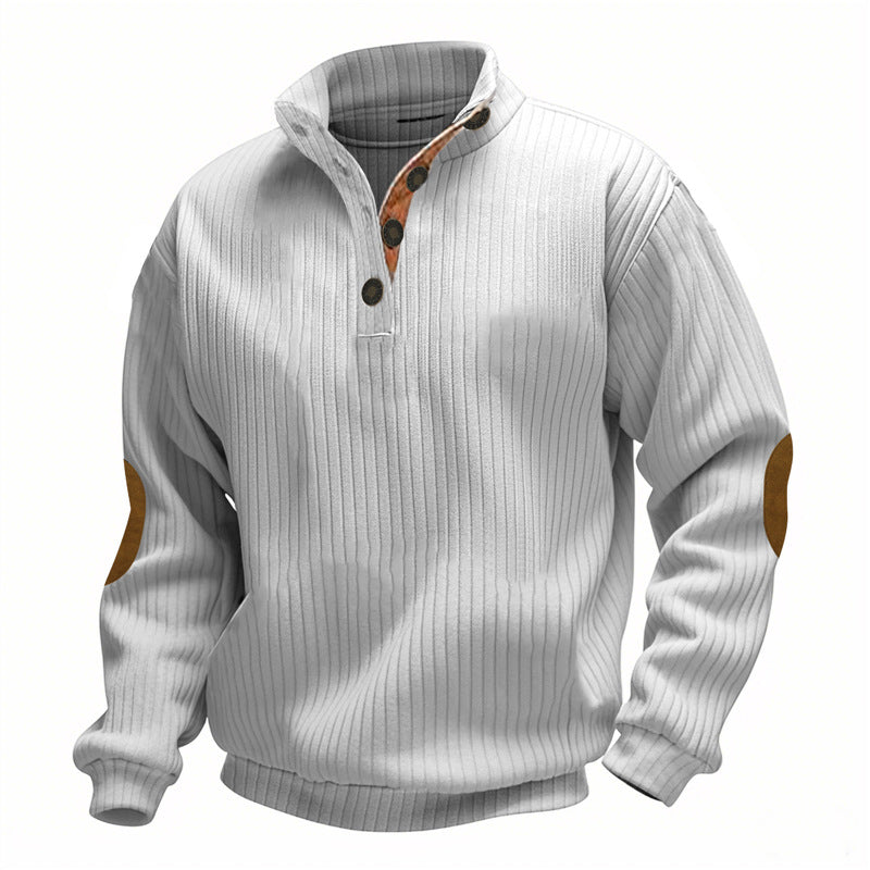 Casual knitted sweater for men with a fashionable collar and elbow patches Lune London