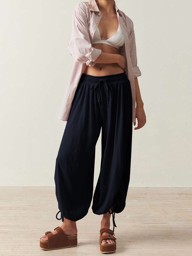 Casual harem pants for women with elastic waistband and drawstring Lune London