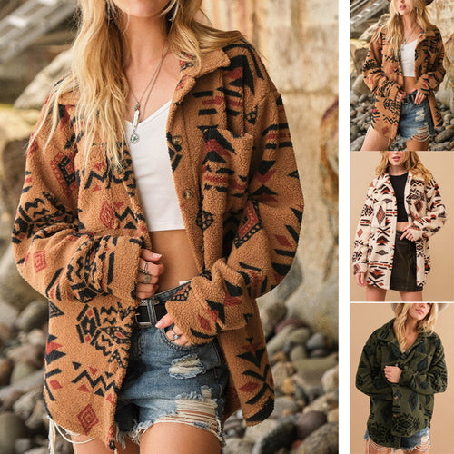 Ladies Fleece Jacket with Pattern and High Quality Structure Amarae