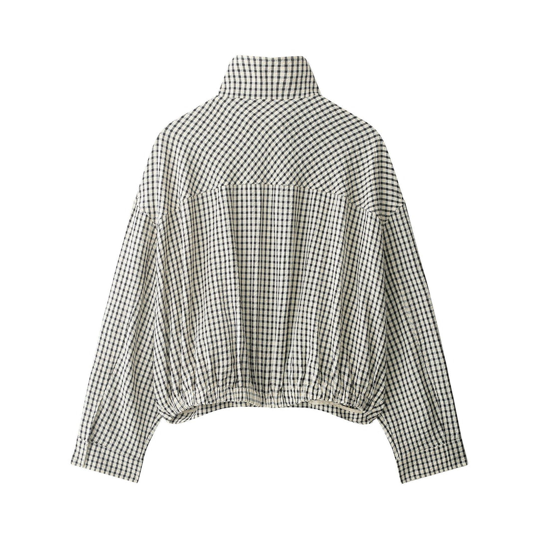 Women's Oversize Cropped Jacket with Stand-up Collar, Boxy Silhouette and Patch Pockets Amarae