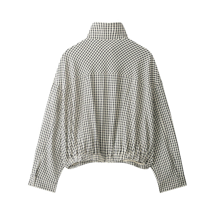 Women's Oversize Cropped Jacket with Stand-up Collar, Boxy Silhouette and Patch Pockets Amarae