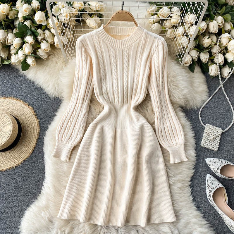 Knitted dress for women with a relief pattern and fitted cut Lune London