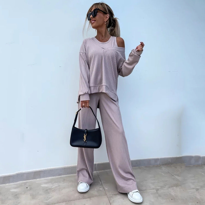 Casual knitted set for women with off-shoulder top from Lune London