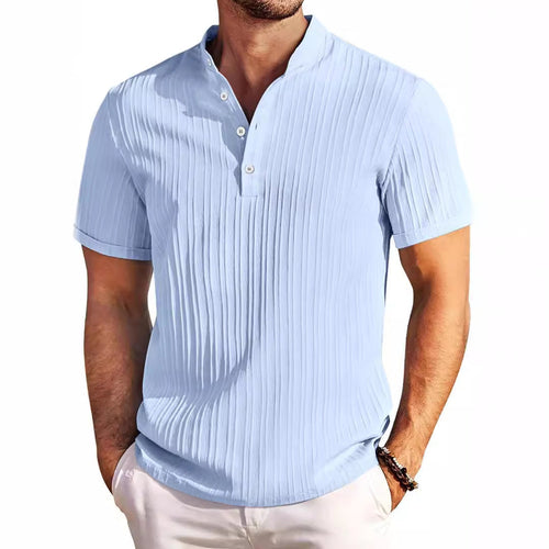 Men's Short Sleeve Henley T-Shirt with Textured Design Amarae