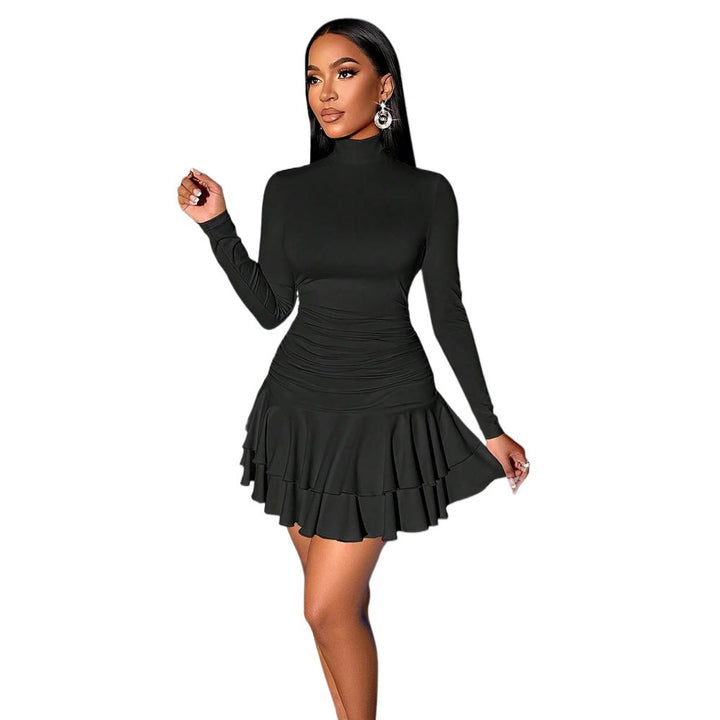 Robe ajustée pour femmes avec col montant et bord froncé Chic & Stil
