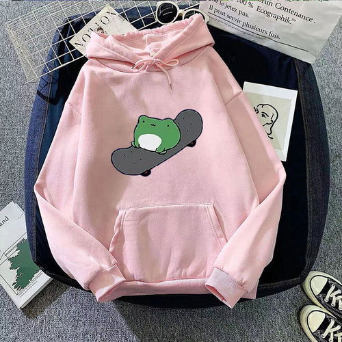 Women's hoodie with humorous frog design Chic & Stil