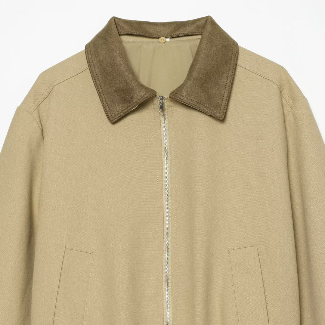 Ladies Boxy Field Blouson with Velour Collar and Elastic Hem Amarae