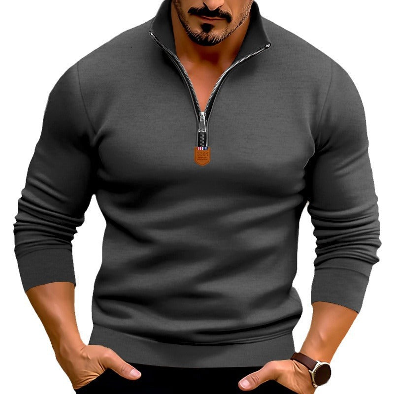 Sporty pullover for men with zipper and high collar Lune London