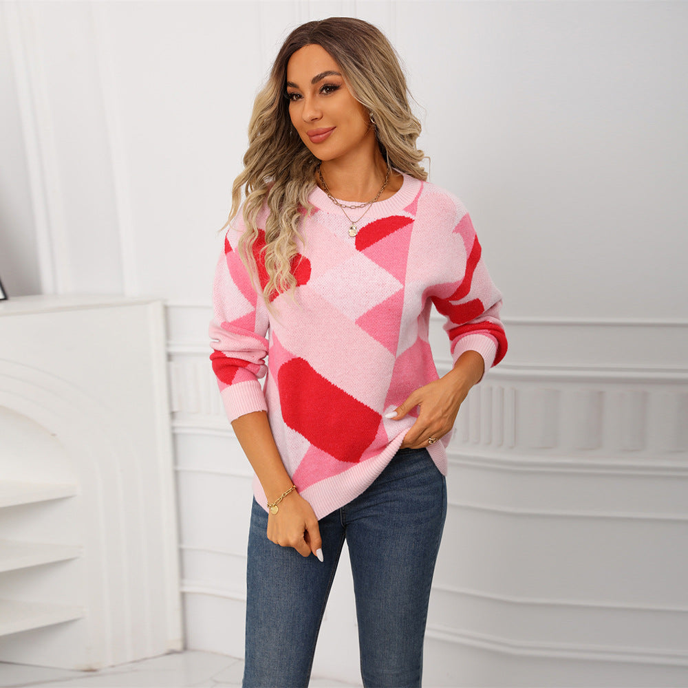 Pull féminin tendance avec motif géométrique créatif Chic & Stil