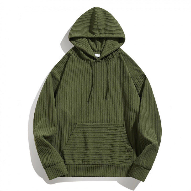 Men's casual hoodie with a textured striped pattern and practical pockets Amarae