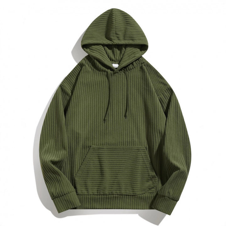 Men's casual hoodie with a textured striped pattern and practical pockets Amarae