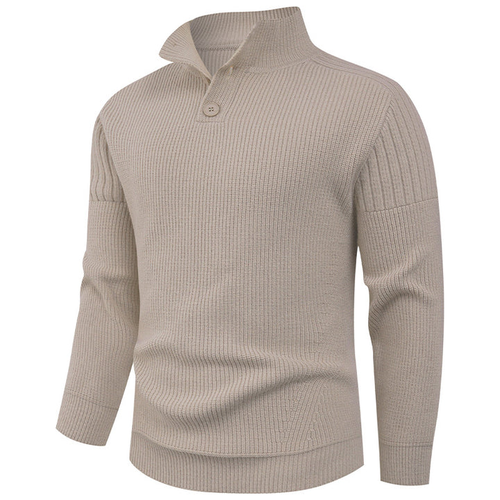 Knit sweater for men with high collar and button details Lune London