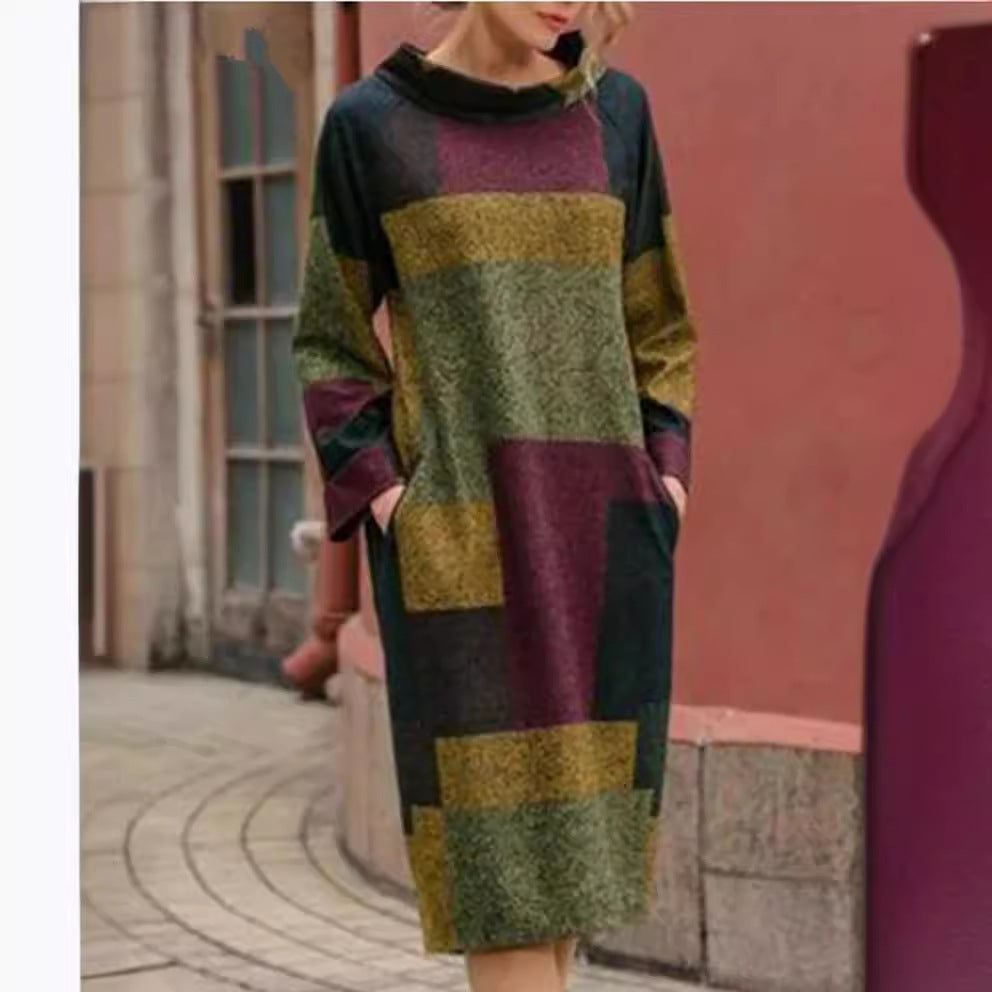 Lune London oversized dress for women with geometric patchwork design