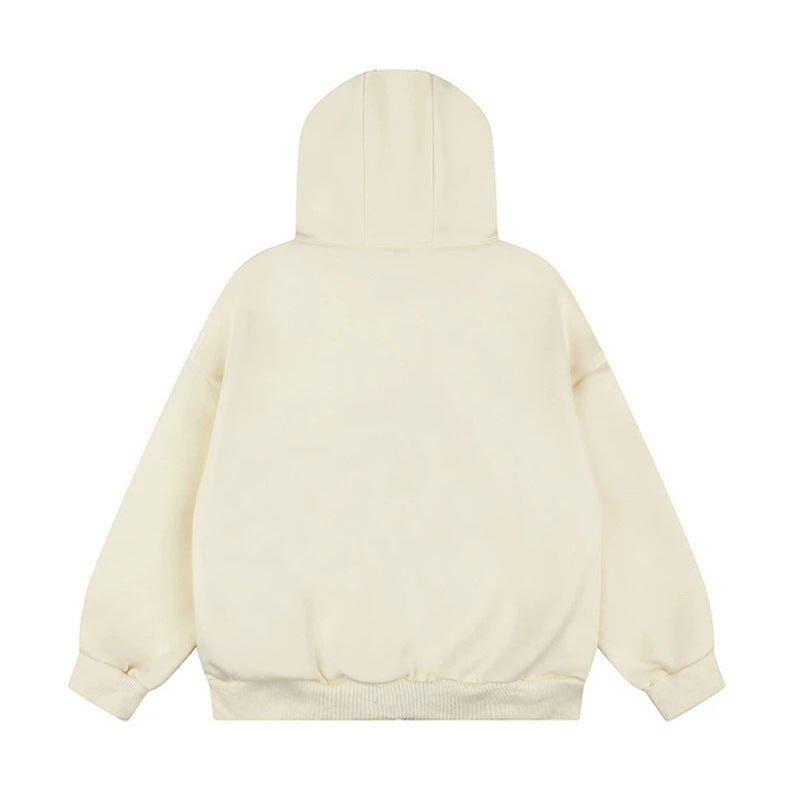 Women's Oversize Hooded Zip Jacket with Studded Star Design and High Collar Amarae