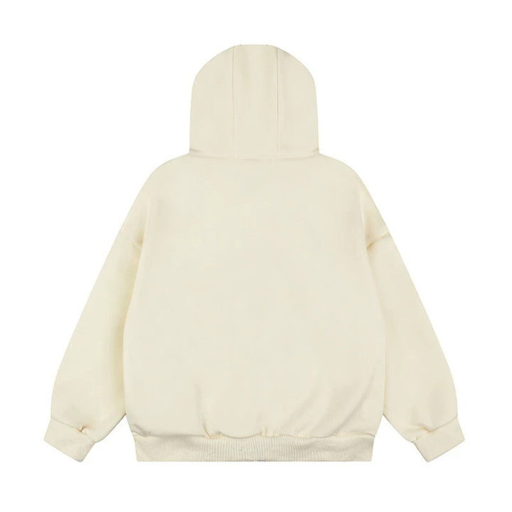 Women's Oversize Hooded Zip Jacket with Studded Star Design and High Collar Amarae