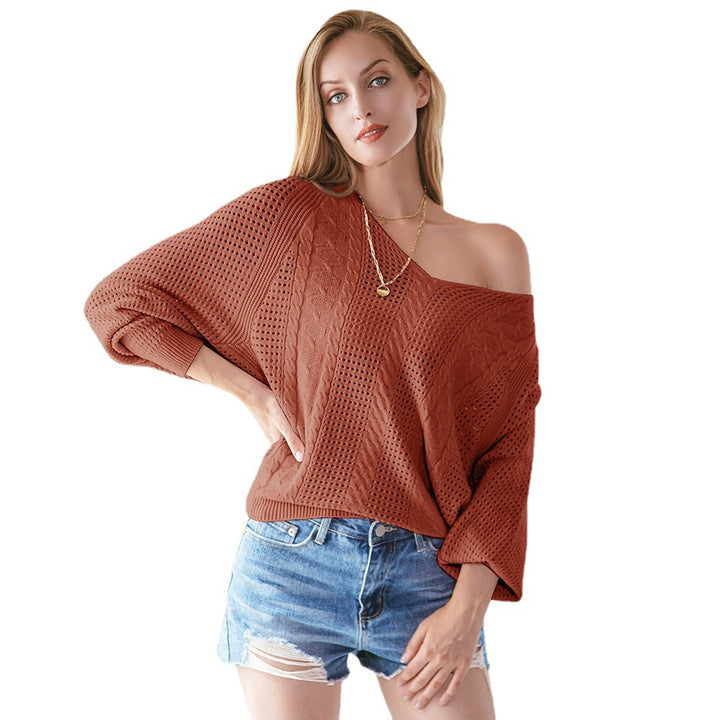 Knit sweater for women with a breathable hole structure and a modern V-neck Lune London