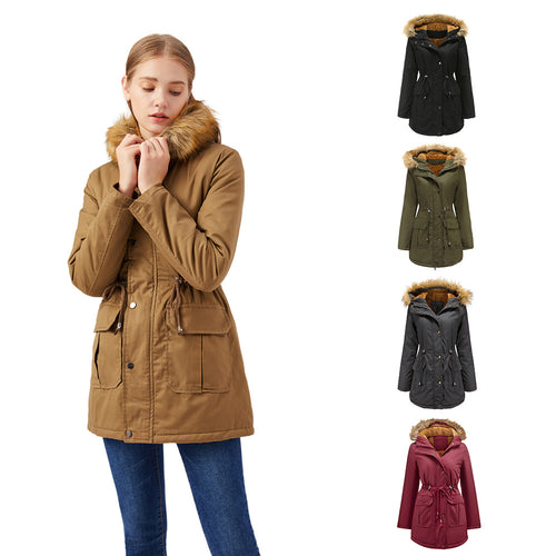 Ladies warm outdoor parka with removable hood and luxurious faux fur Amarae