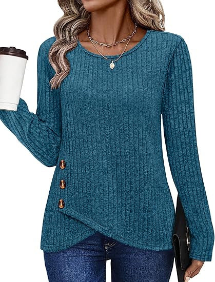 Dames haut tendance et décontracté avec détails de bouton Chic & Stil