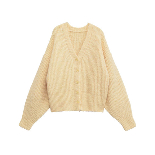 Women's cozy cardigan with V-neck and button closure Amarae