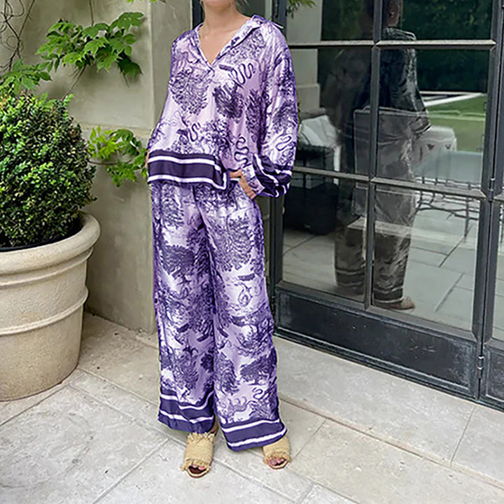 Top en soie élégant pour femmes avec coupe décontractée et pantalon assorti Chic & Stil