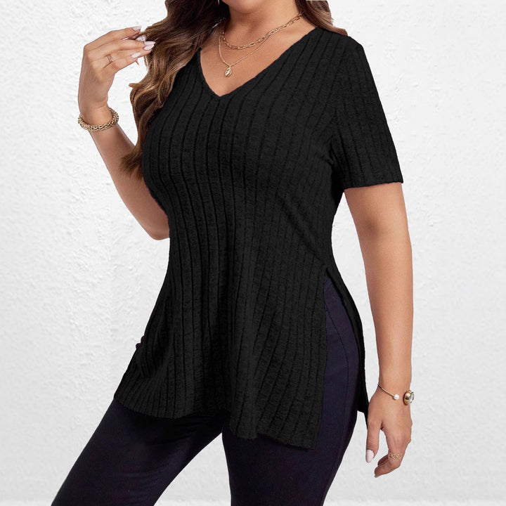 Chic Textured V Neck Women's Tunic and Style