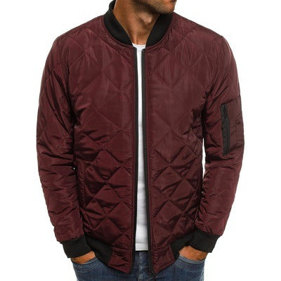 Men's quilted transitional jacket with high collar and side pockets Lune London
