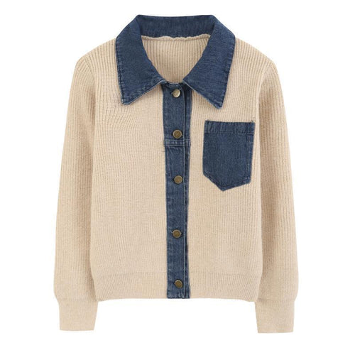 Cardigan Femme avec détail en denim Chic & Stil