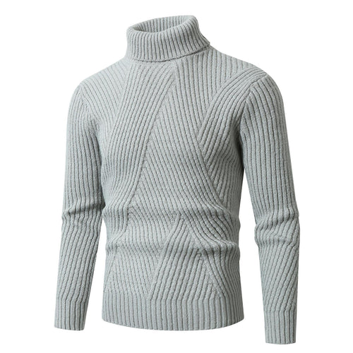 Thick knit sweater for men with high collar and decorative textured pattern Amarae