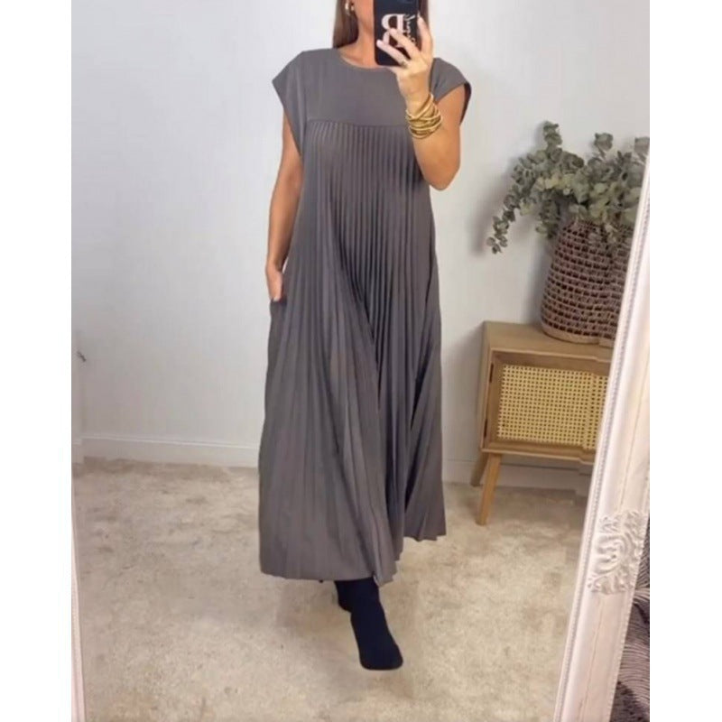 Robe maxi plissée élégante pour dames avec poches pratiques Chic & Stil