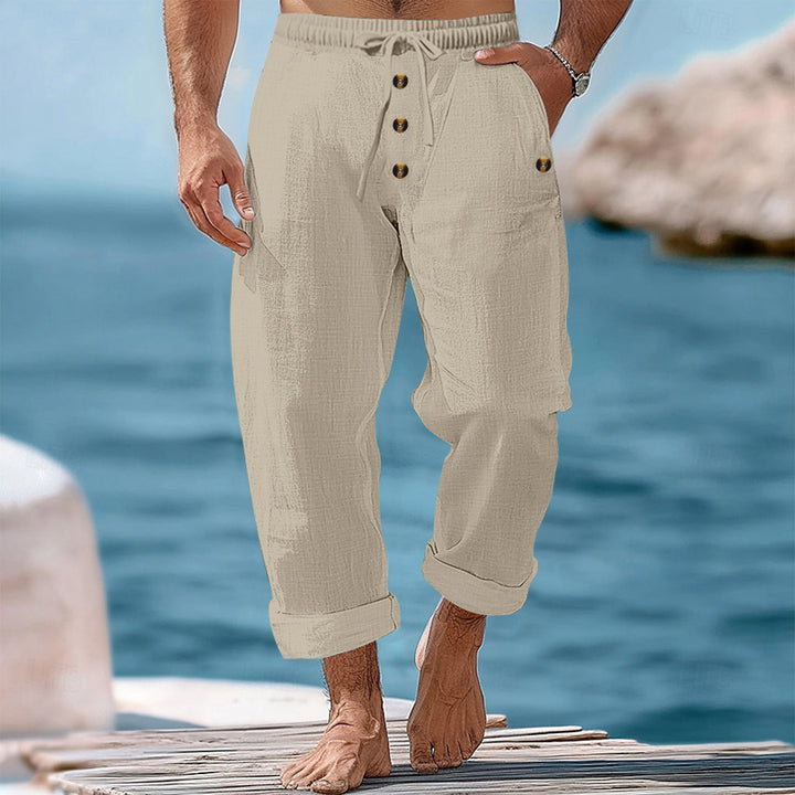 Casual linen pants for men with adjustable waistband and functional pockets Lune London