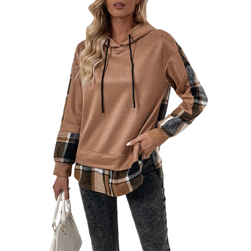 Hooded sweatshirt for women with checked sleeves Lune London