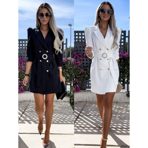 Blazer dress for women with an elegant waist and shiny button details Amarae