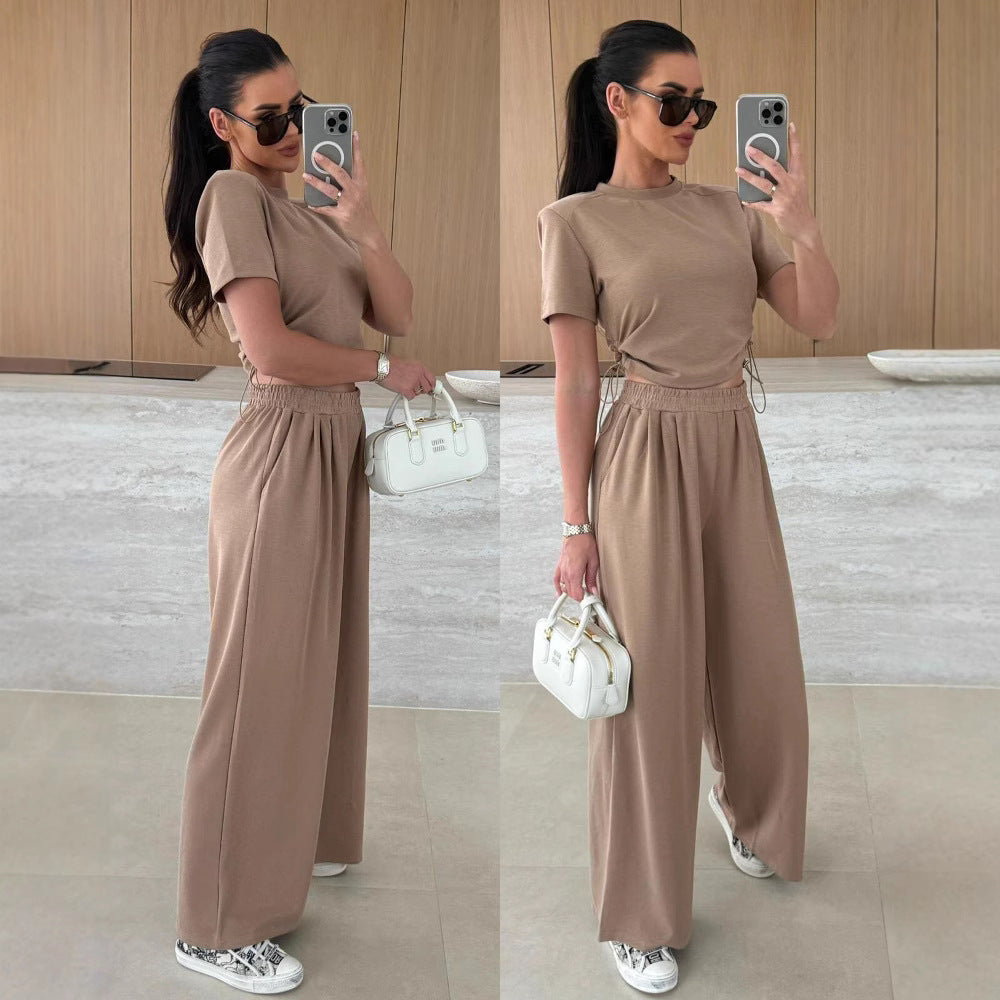 Lune London casual cropped top set for women and wide pants