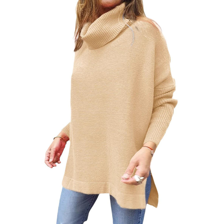 Oversized sweater for women with high collar and knit texture Lune London