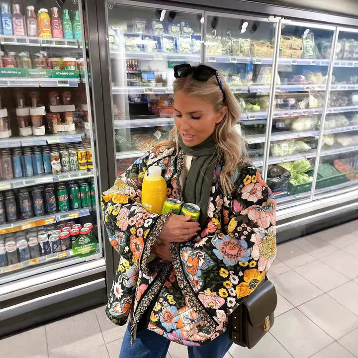 Quilted floral jacket for ladies with luxurious lining Amarae
