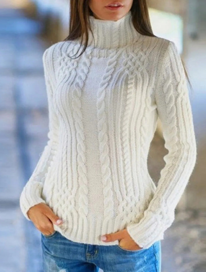 Ladies high quality knit sweater with turtleneck and twisted pattern Lune London