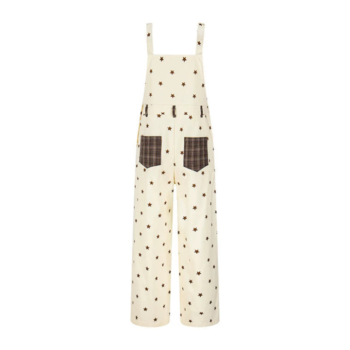Women's overall in palazzo cut with star all-over and check patch Amarae