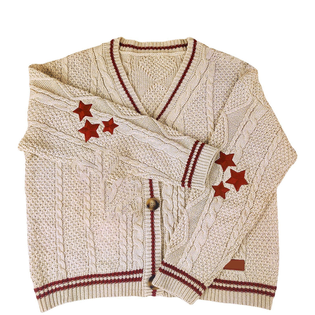 Cardigan en tricot épais pour femmes avec un motif de câble significatif et des notes de mode Chic & Stil