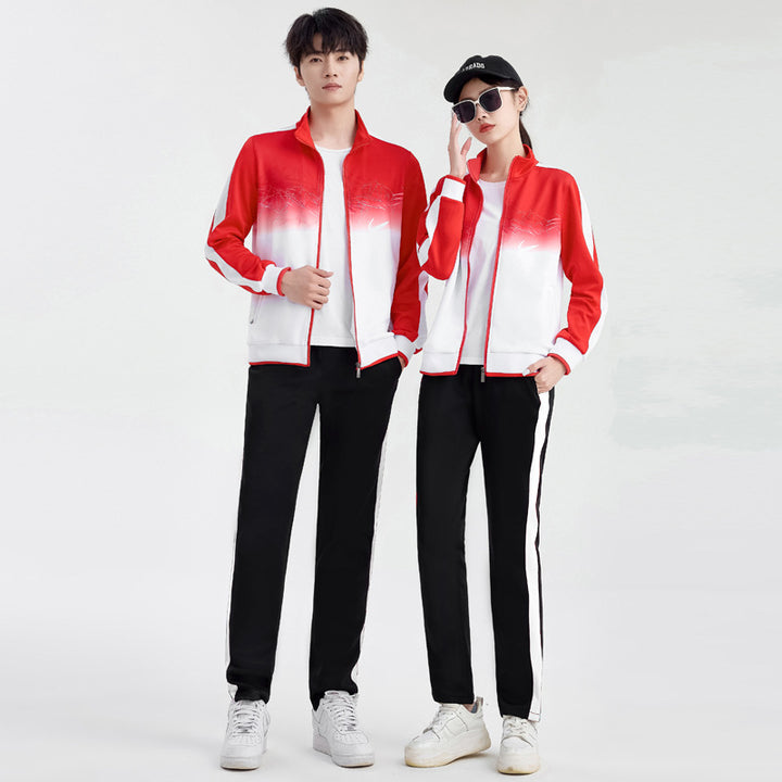 Unisex Breathable Training Set with Gradient Jacket and Contrast Stripes Amarae