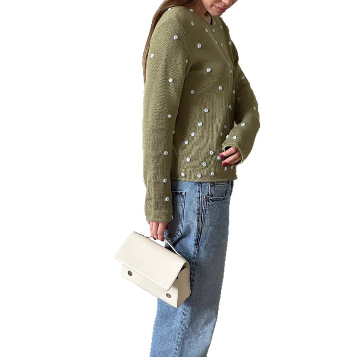 Comfortable knitted sweater for women with decorative stitches Lune London